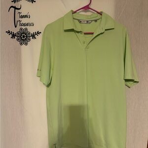 Men’s Black Clover Live Lucky Brand Bright Green Golf Shirt- Size M. EUC